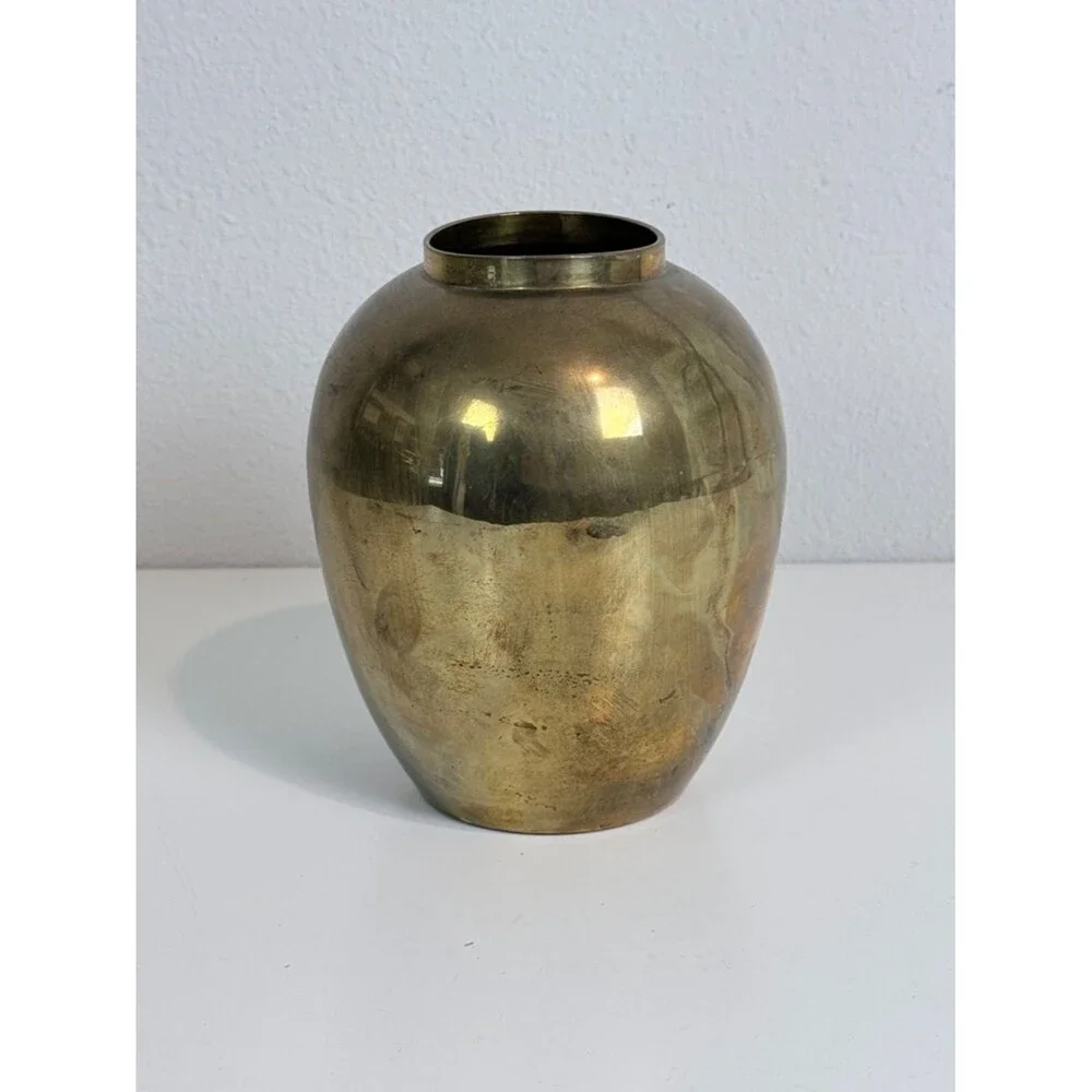 Vintage Brass 7” Rounded Vase India